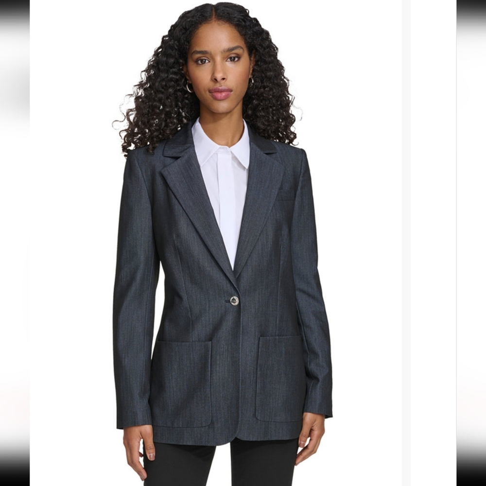 Calvin Klein Women's One-Button Notched-Collar Blazer